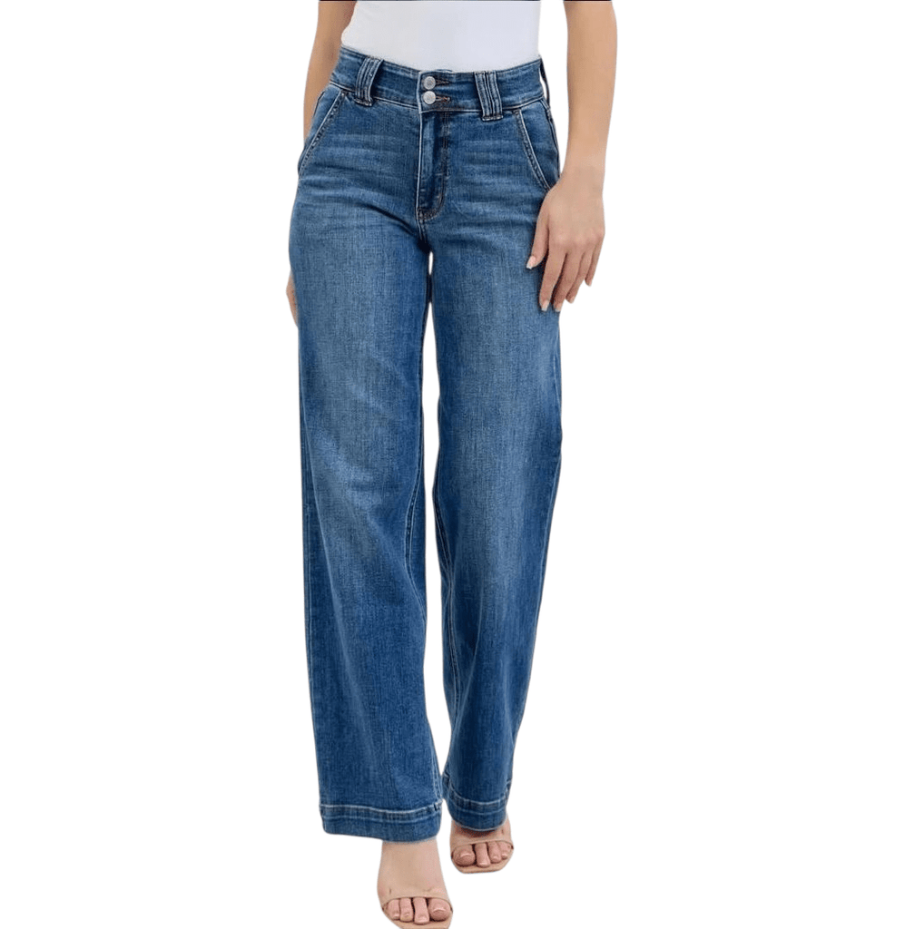 Judy Blue High Waist Double Button Wide Leg - 260 Broadway Boutique