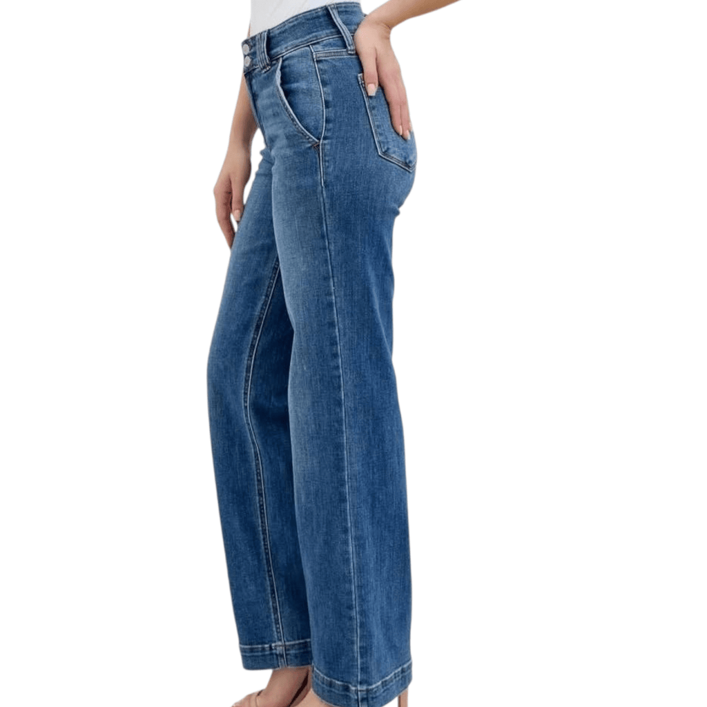 Judy Blue High Waist Double Button Wide Leg - 260 Broadway Boutique
