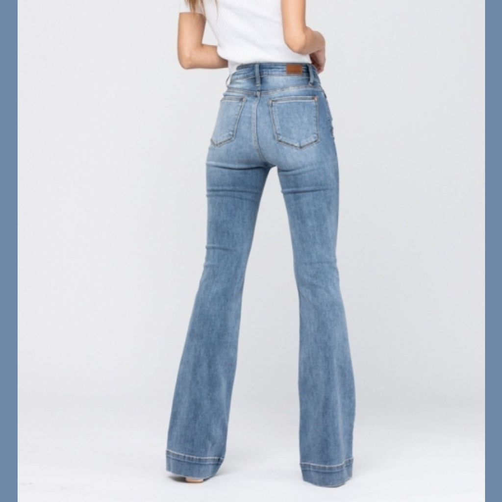 Judy Blue Mid - Rise Trouser Flare - 260 Broadway Boutique