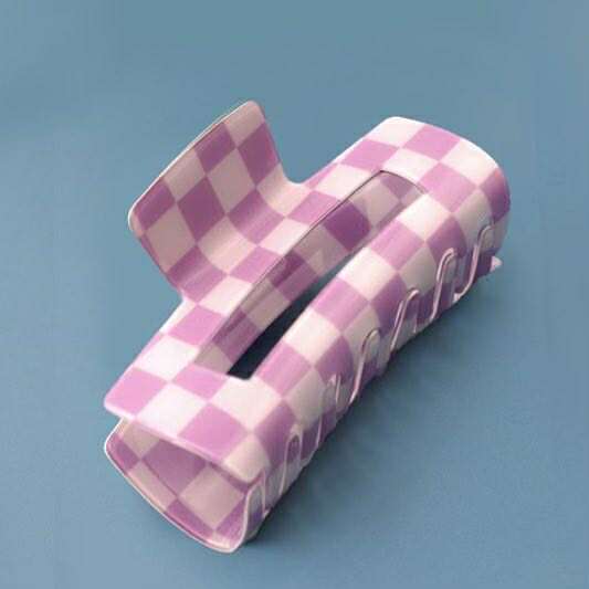 Jumbo Checker Claw Clip - 260 Broadway Boutique