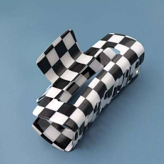 Jumbo Checker Claw Clip - 260 Broadway Boutique