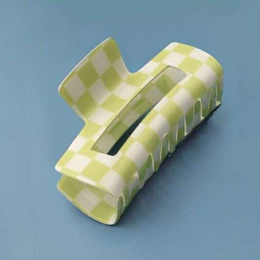 Jumbo Checker Claw Clip - 260 Broadway Boutique