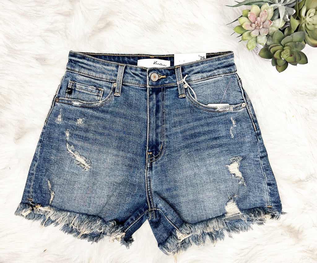 Kancan High Rise Distressed Mid Short - 260 Broadway Boutique