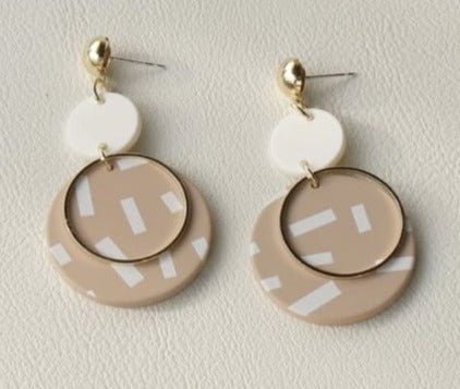 Khaki Round Drop Earrings - 260 Broadway Boutique