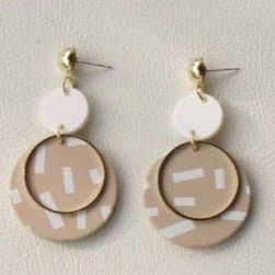 Khaki Round Drop Earrings - 260 Broadway Boutique