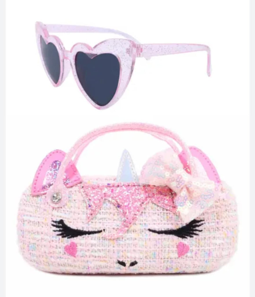 Kids' Gwen Tweed Pearl Handle Unicorn Purse & Heart Sunglasses Set - 260 Broadway Boutique