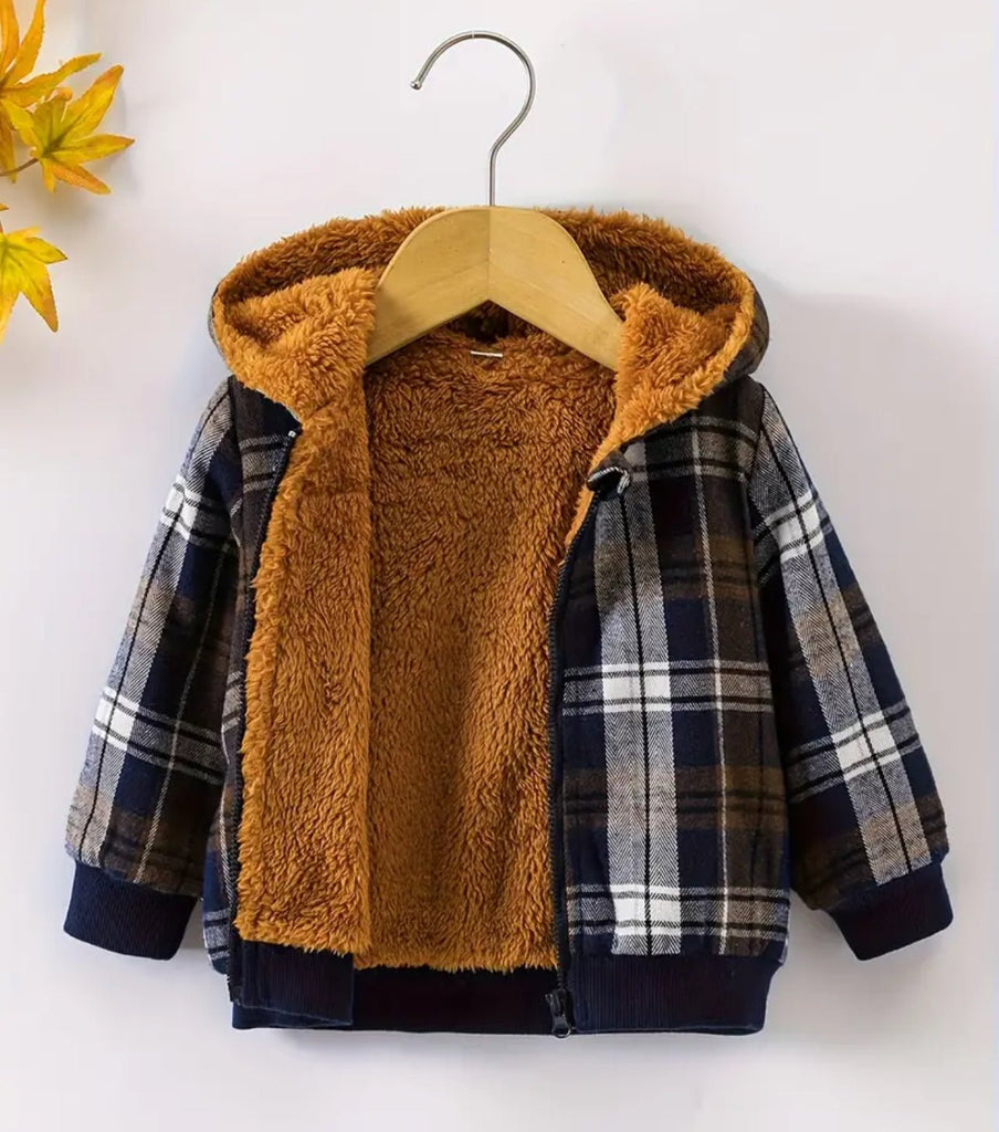 Kids Plaid Zipper Jacket - 260 Broadway Boutique