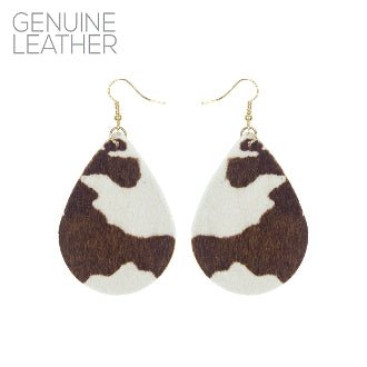 Leather Cow Print Earrings - 260 Broadway Boutique