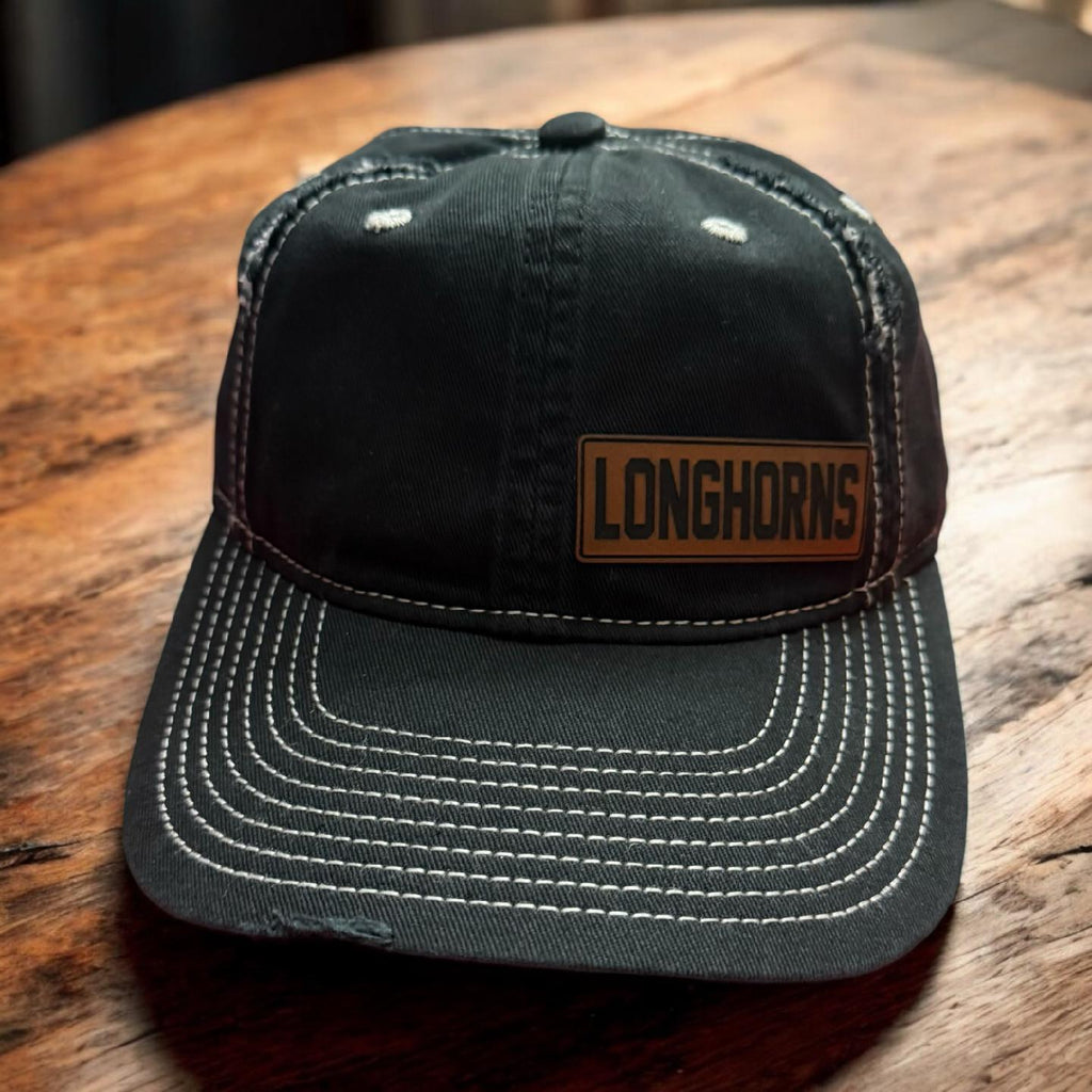 Leather Patch Longhorn Hat - 260 Broadway Boutique