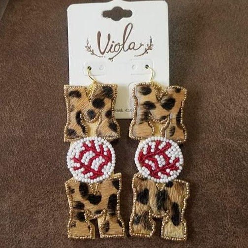 Leopard Baseball Mom Earrings - 260 Broadway Boutique