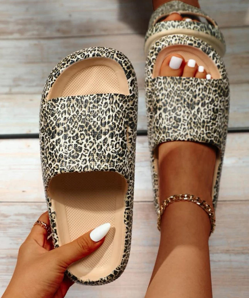 Leopard Cloud Slides - 260 Broadway Boutique