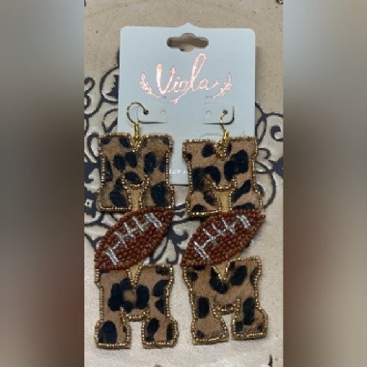 Leopard Football Mom Earrings - 260 Broadway Boutique