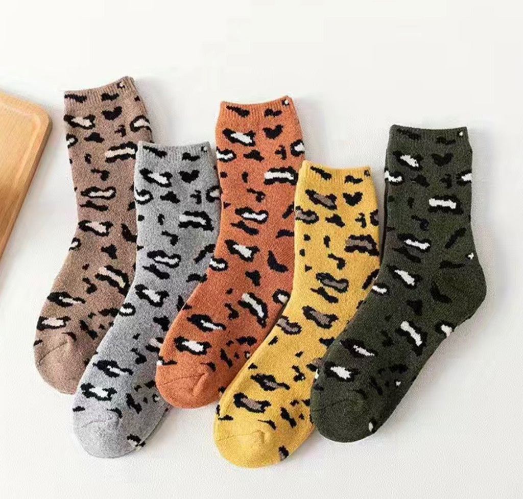 Leopard Fuzzy Socks (5 Styles) - 260 Broadway Boutique