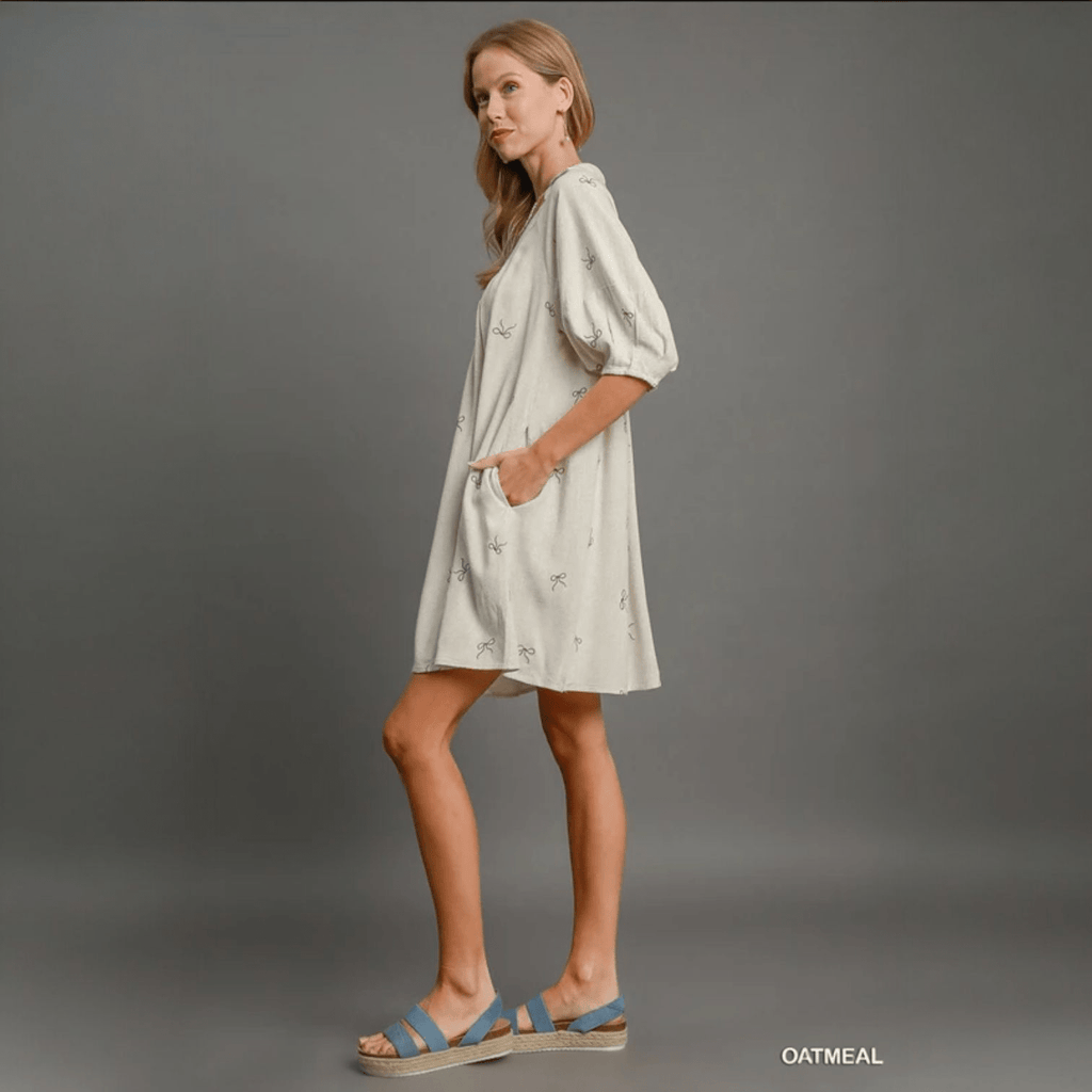 Linen Blend Embroidered Henley Dress (2 Colors) - 260 Broadway Boutique