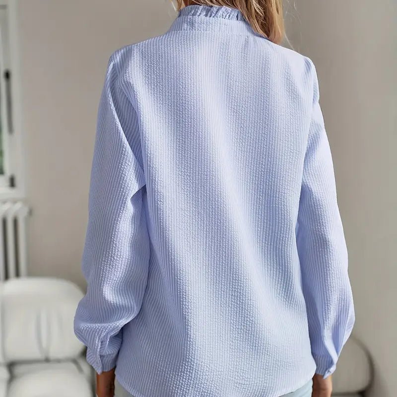 Long - sleeved Ruffle Shirt (2 Colors) - 260 Broadway Boutique