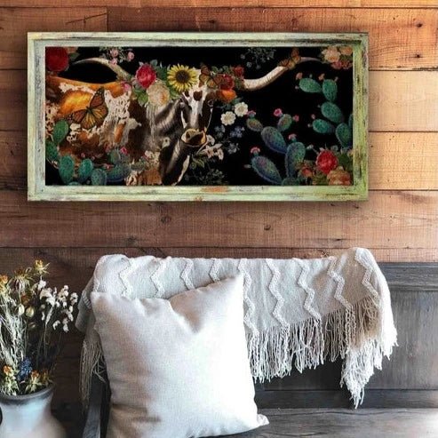 Longhorn - 18" X 36" Large Rectangle Artwork - 260 Broadway Boutique