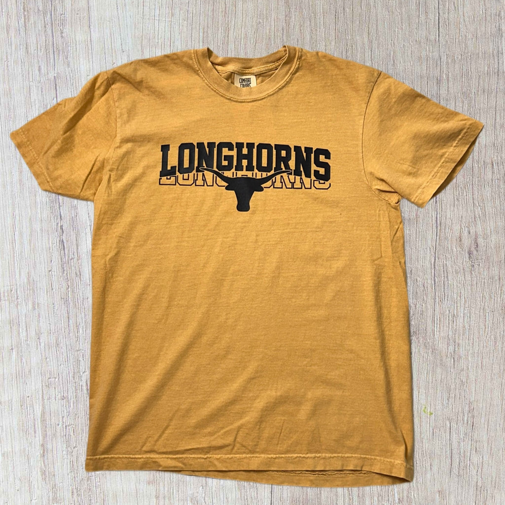 Longhorns Tee - Gold Comfort Color - 260 Broadway Boutique