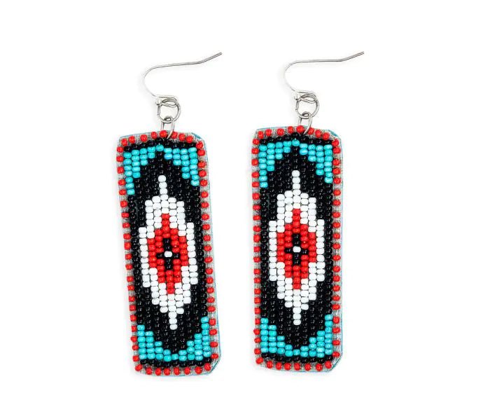 Love Thee Only Beaded Earrings in Ebony & Red - 260 Broadway Boutique