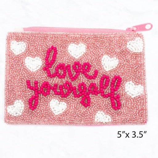 Love Yourself Beaded Coin Purses - 260 Broadway Boutique