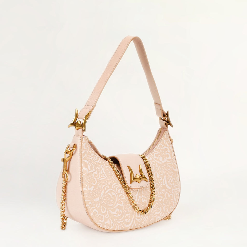 LW Floral Leather Hobo ~ Beige - 260 Broadway Boutique