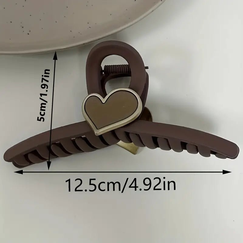 Matte Hair Claw Clip With Heart Decoration - 260 Broadway Boutique