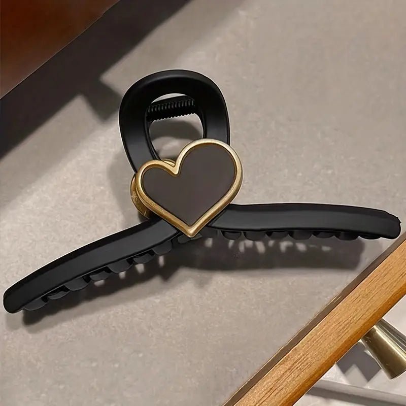 Matte Hair Claw Clip With Heart Decoration - 260 Broadway Boutique