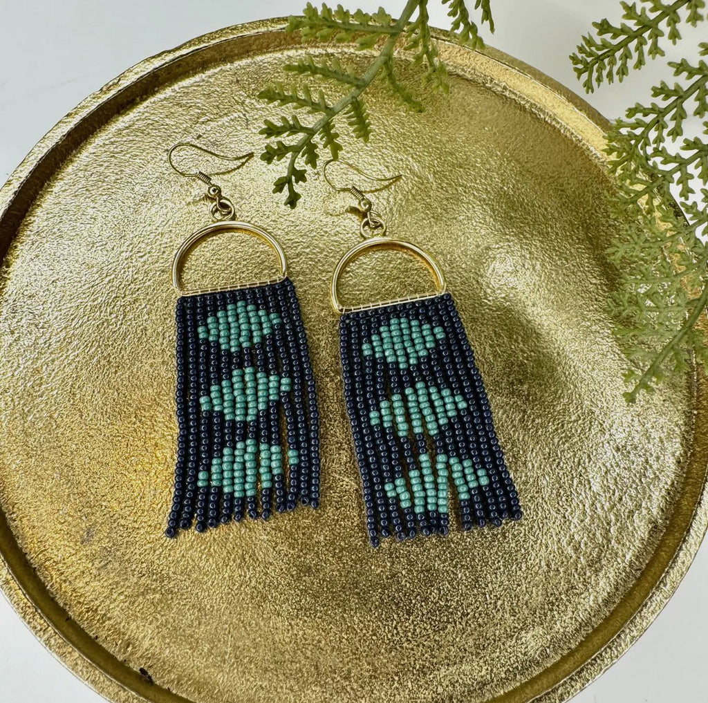 Meg Navy Beaded Earring - 260 Broadway Boutique