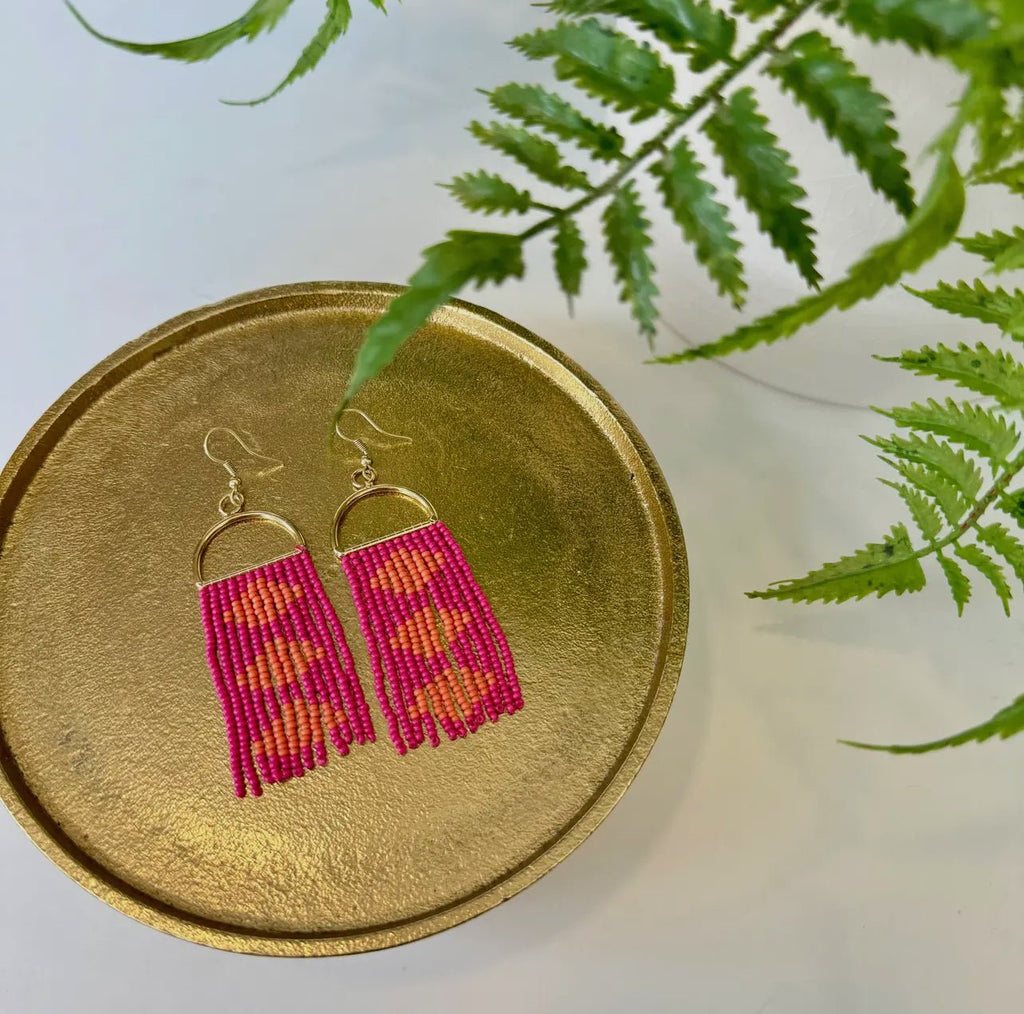 Meg Pink Beaded Earring - 260 Broadway Boutique
