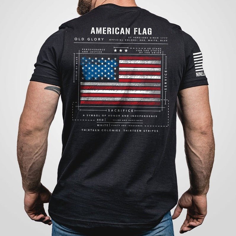 Men's T-Shirt - American Flag Schematic - 260 Broadway Boutique