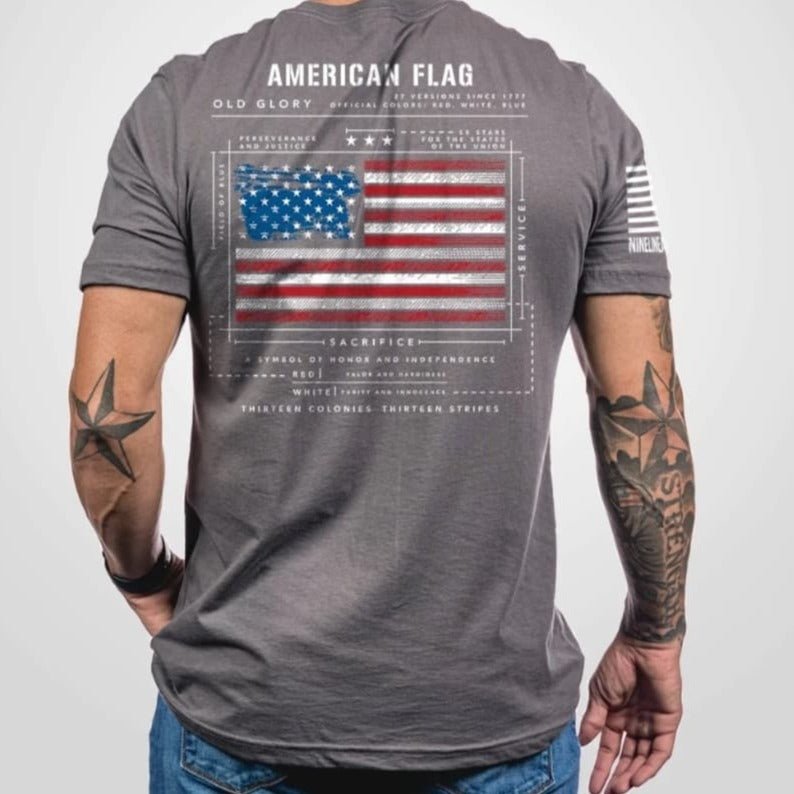 Men's T-Shirt - American Flag Schematic - 260 Broadway Boutique