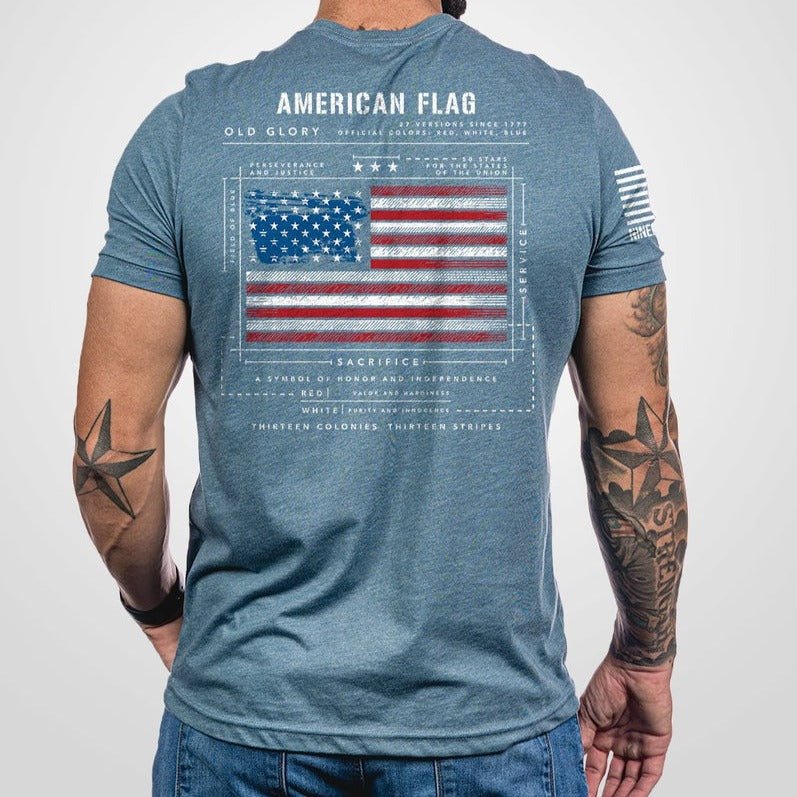 Men's T-Shirt - American Flag Schematic - 260 Broadway Boutique