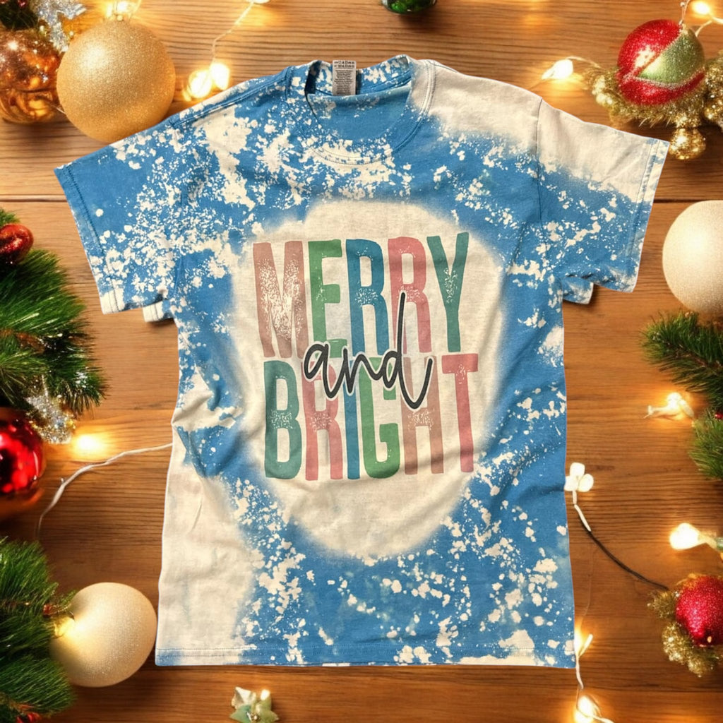 Merry & Bright Bleached Tee - 260 Broadway Boutique