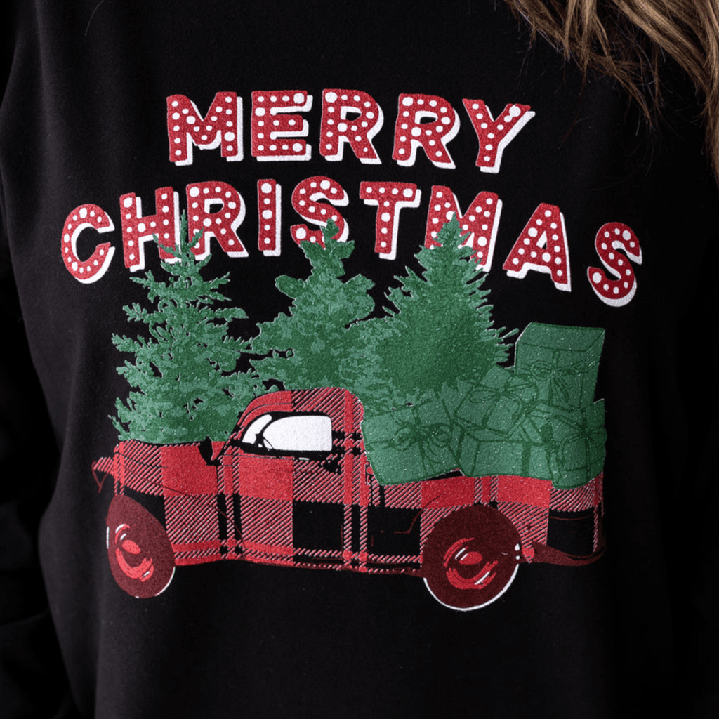 Merry Christmas Black Crewneck - 260 Broadway Boutique