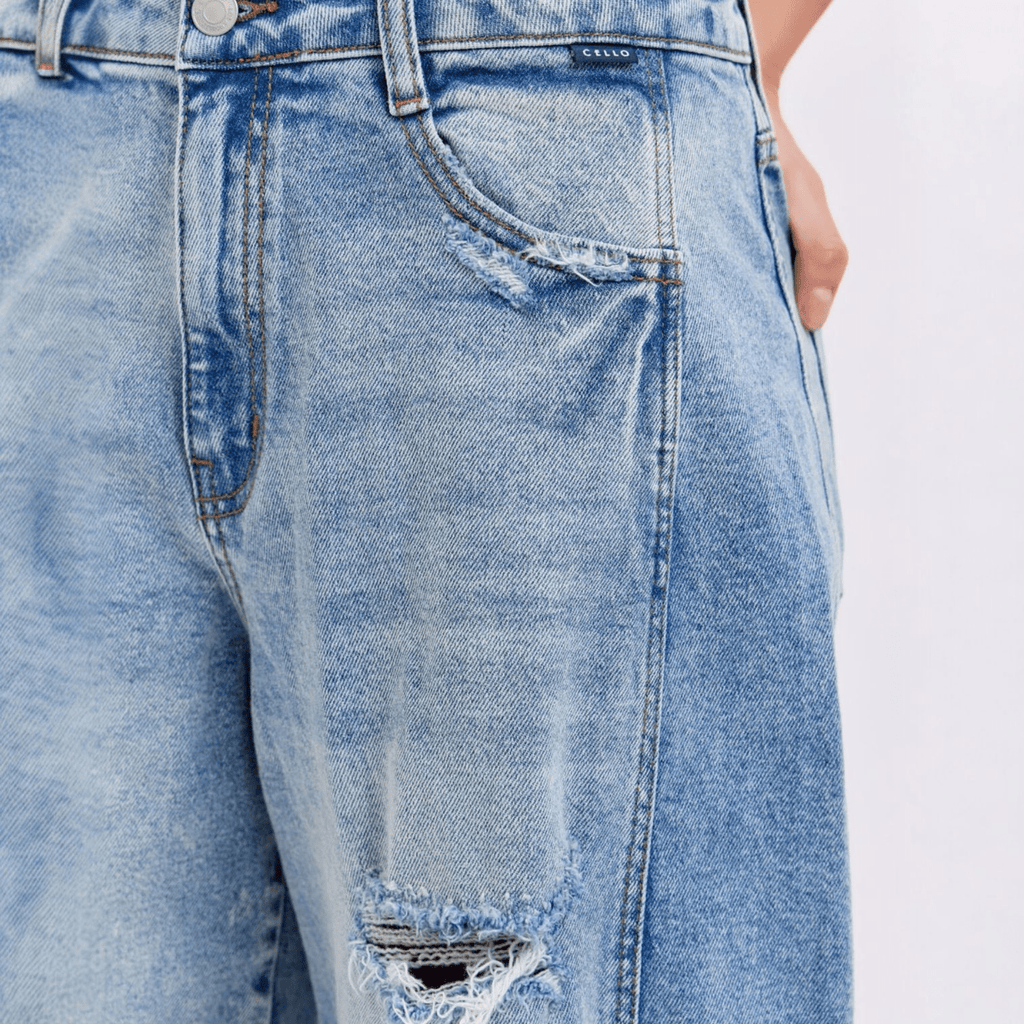 Mid - Waisted Barrel Jeans with Side Panels - 260 Broadway Boutique