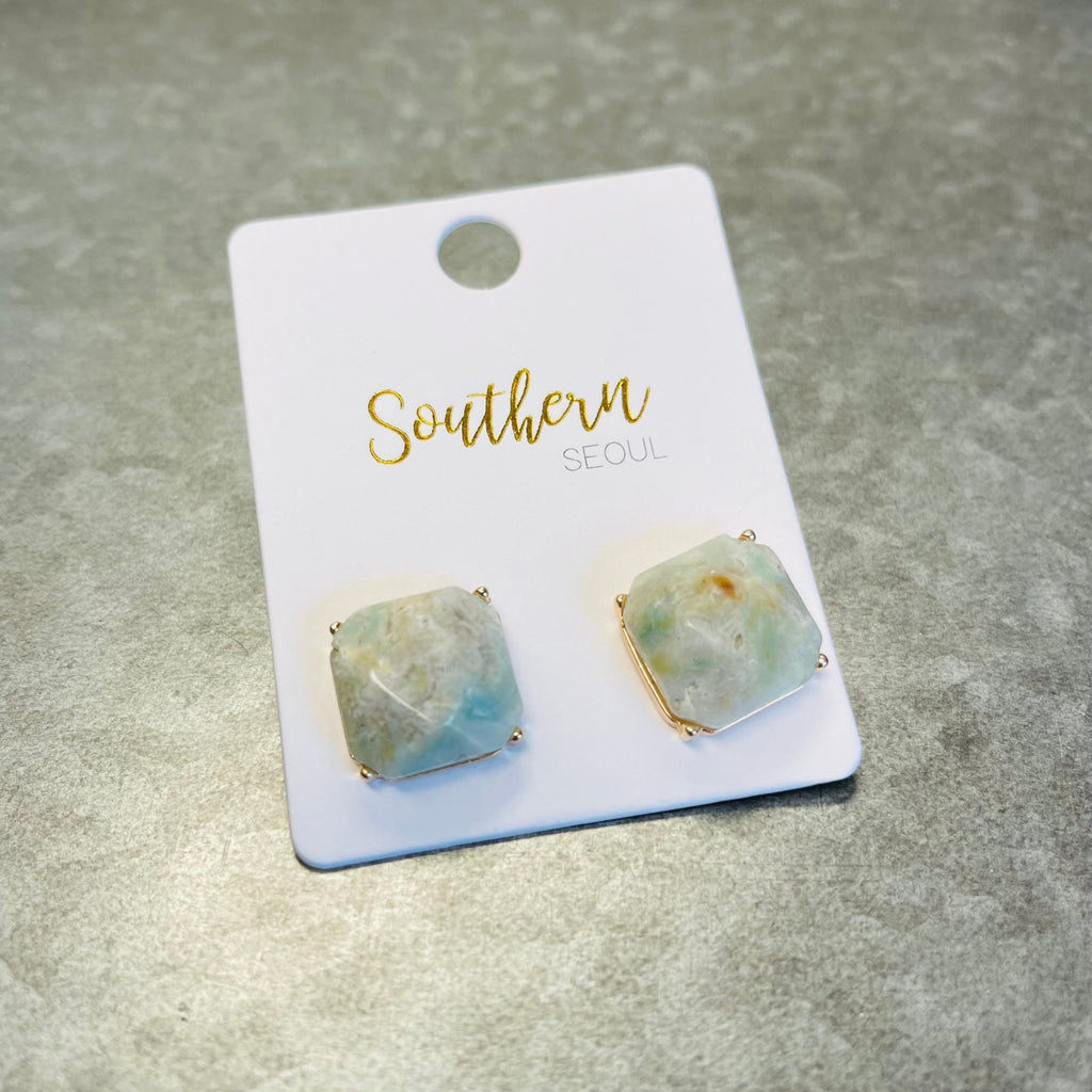 Mint Marble Large Studs - 260 Broadway Boutique