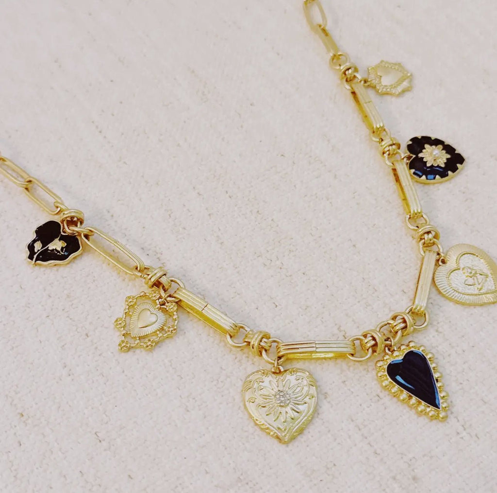 Mixed Heart Charm Necklace - 260 Broadway Boutique