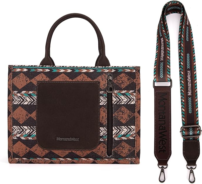 Montana West Boho Print Concealed Carry Tote/Crossbody - Coffee - 260 Broadway Boutique