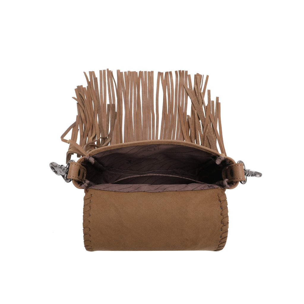 Montana West Genuine Leather Tooled Collection Fringe Crossbody - 260 Broadway Boutique