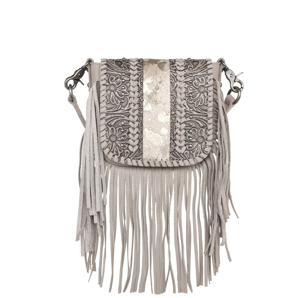 Montana West Genuine Leather Tooled Collection Fringe Crossbody - 260 Broadway Boutique