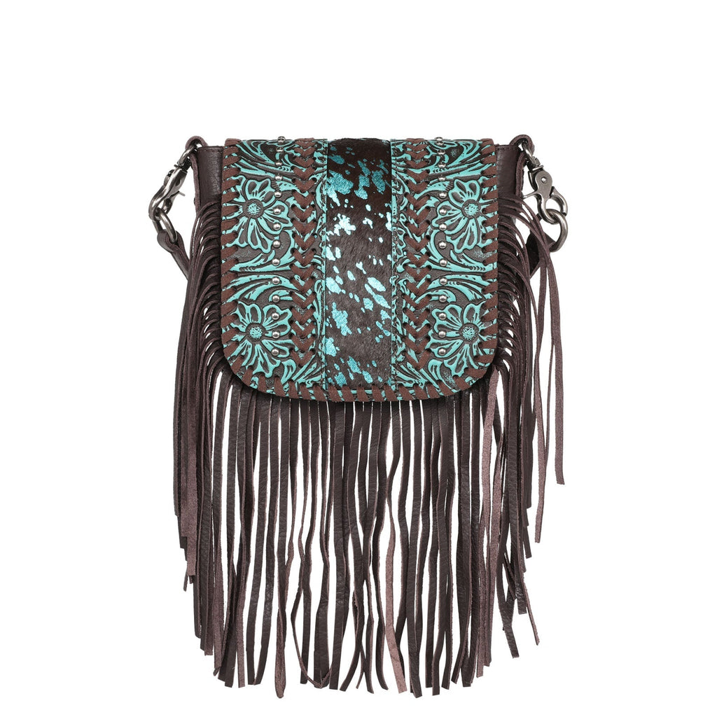 Montana West Genuine Leather Tooled Collection Fringe Crossbody - 260 Broadway Boutique