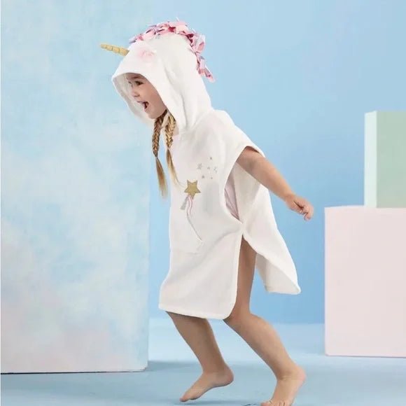 Mud Pie Baby Girls White Unicorn Terry Coverup - 260 Broadway Boutique