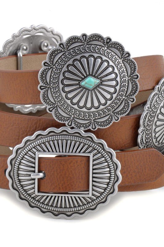 Multi Concho Design Belt (3 Colors) - 260 Broadway Boutique