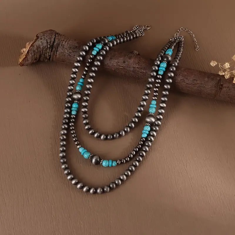 Multi - Layer Turquoise Women's Necklace - 260 Broadway Boutique