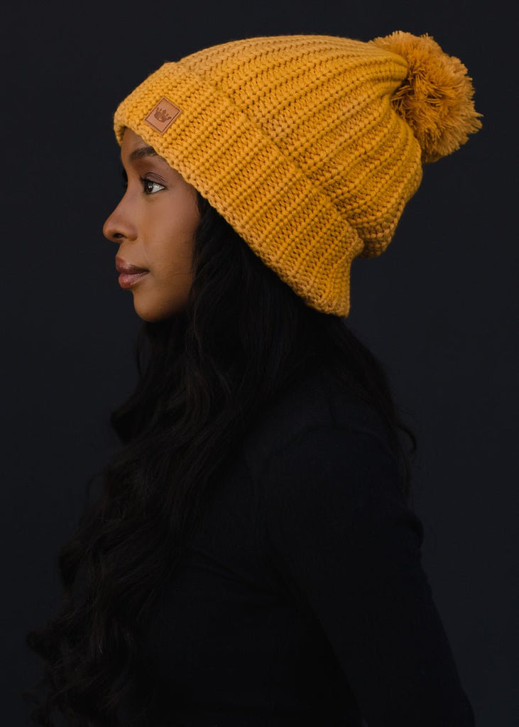 Mustard Slouchy Knit Beanie - 260 Broadway Boutique