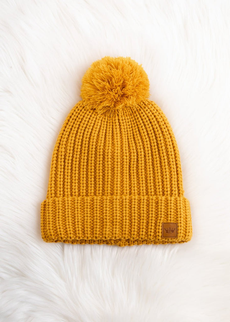 Mustard Slouchy Knit Beanie - 260 Broadway Boutique