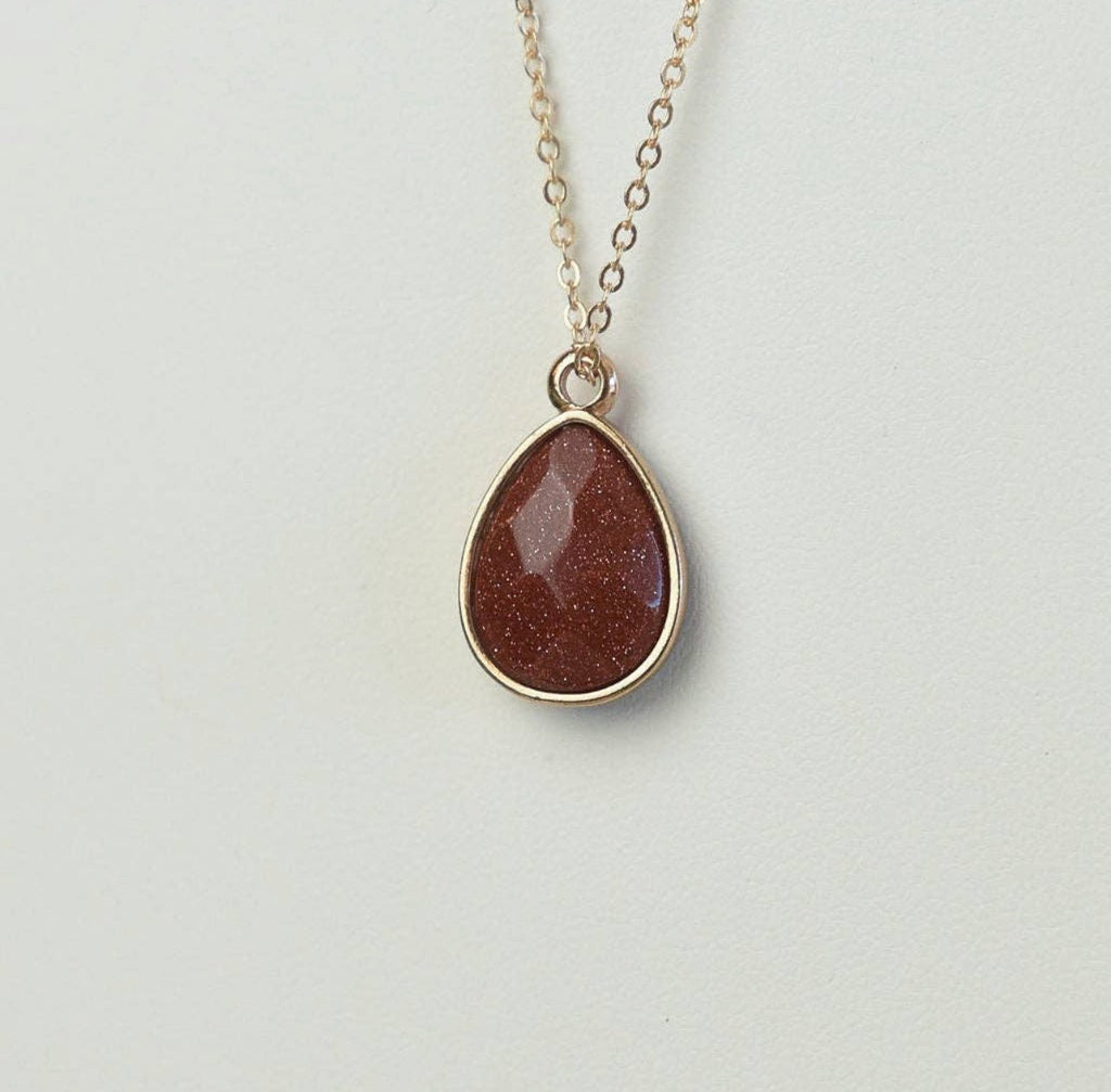 Natural Stone Tear Drop Necklace - 260 Broadway Boutique