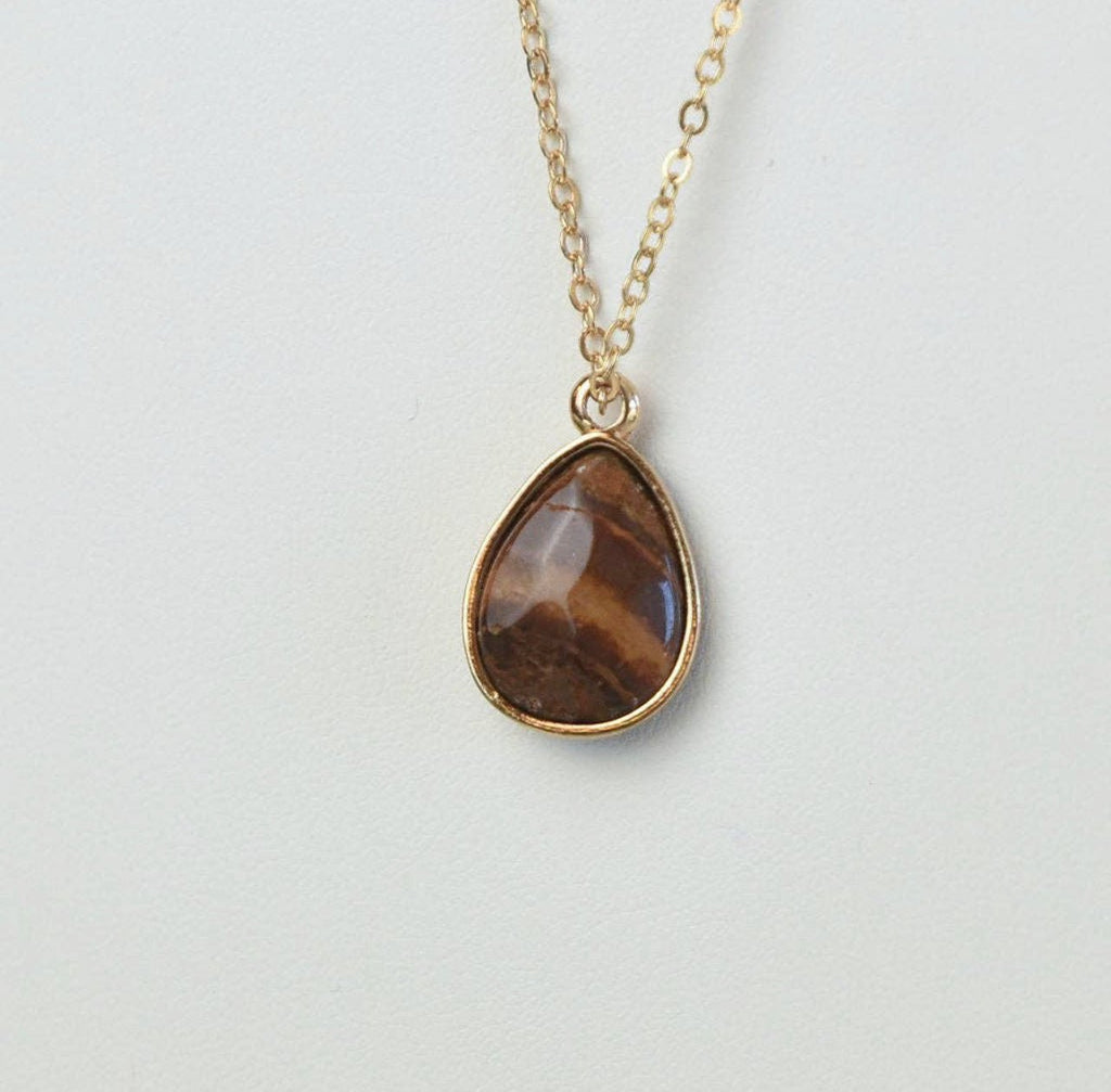 Natural Stone Tear Drop Necklace - 260 Broadway Boutique