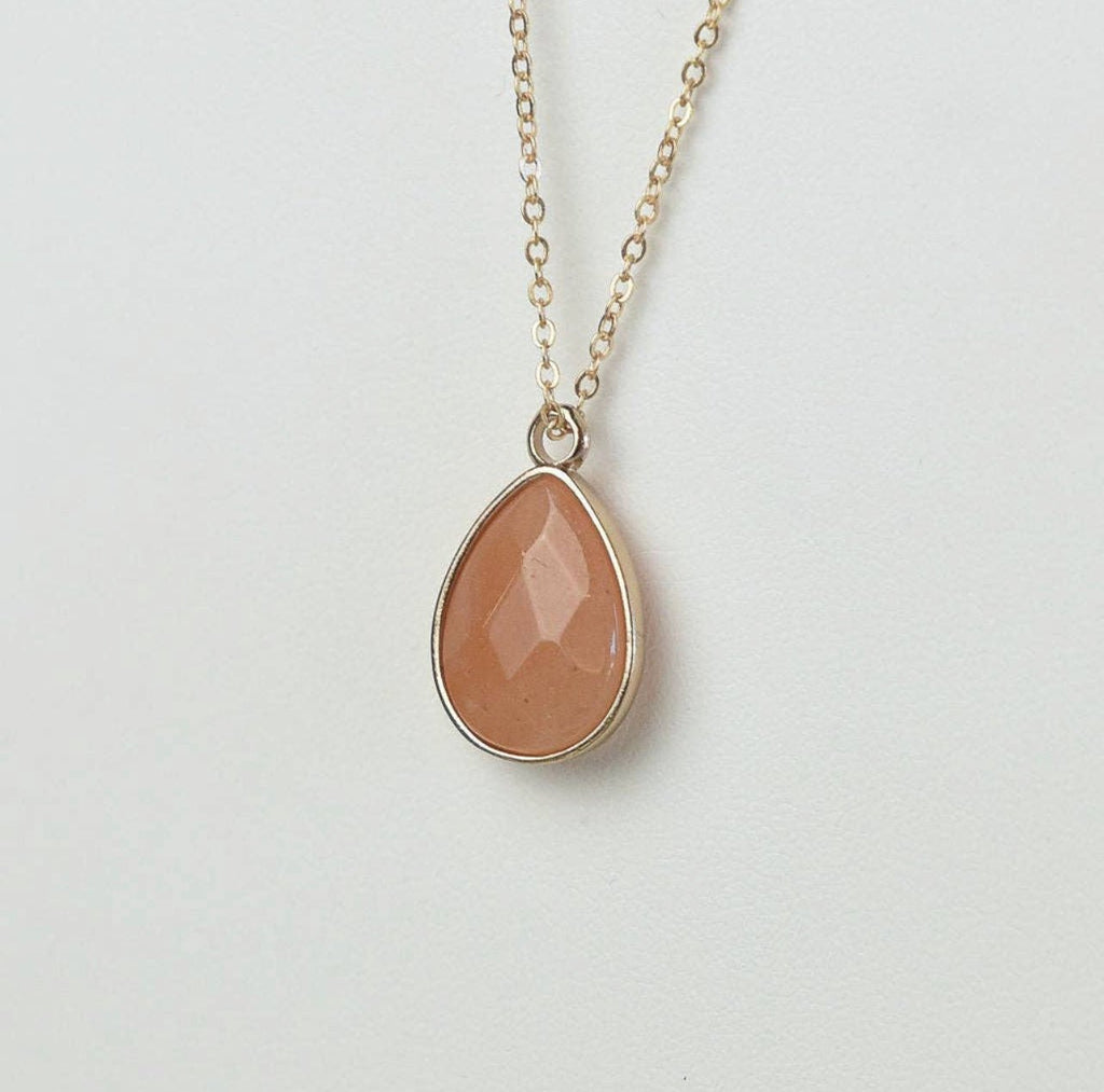 Natural Stone Tear Drop Necklace - 260 Broadway Boutique