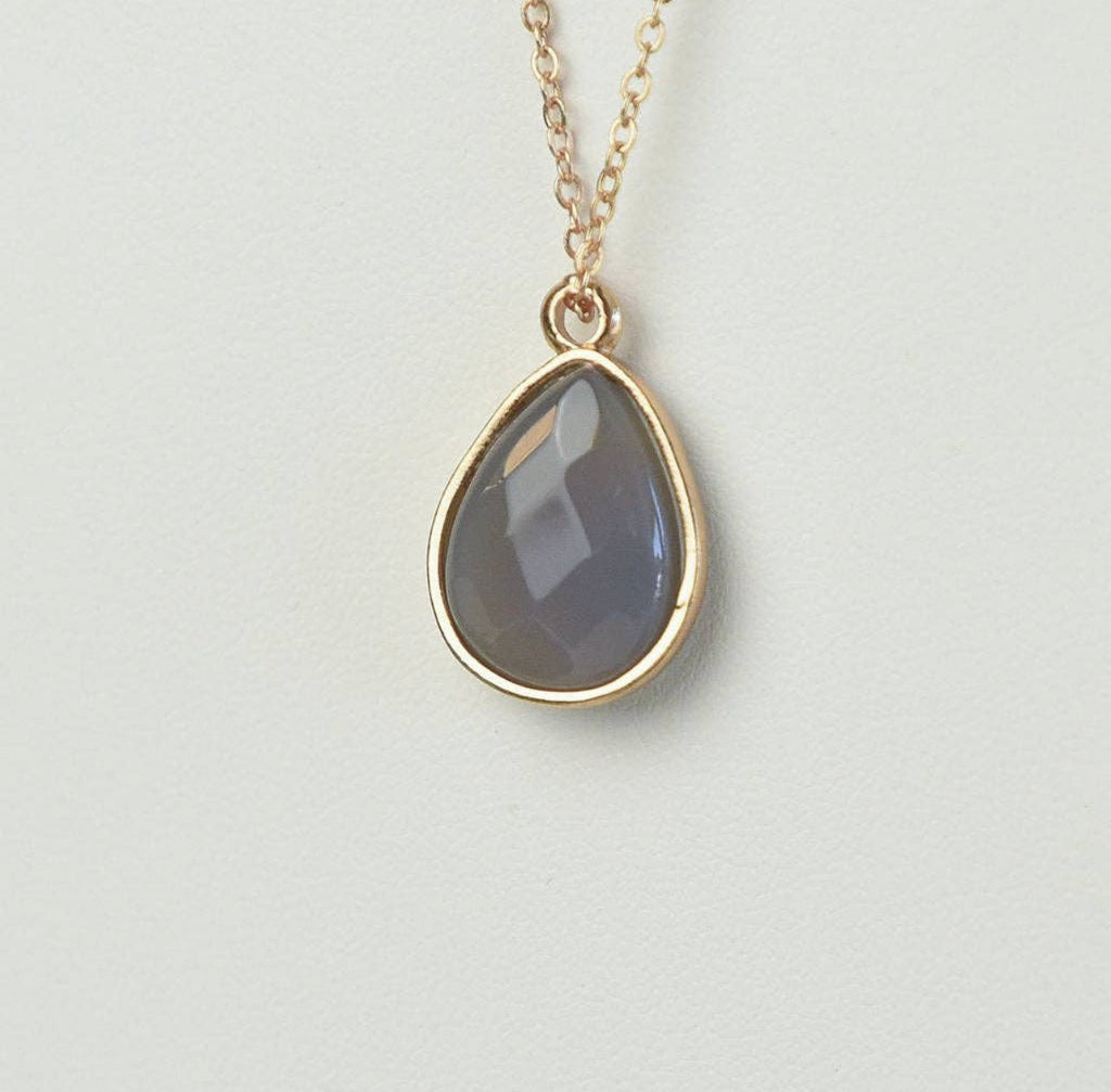 Natural Stone Tear Drop Necklace - 260 Broadway Boutique