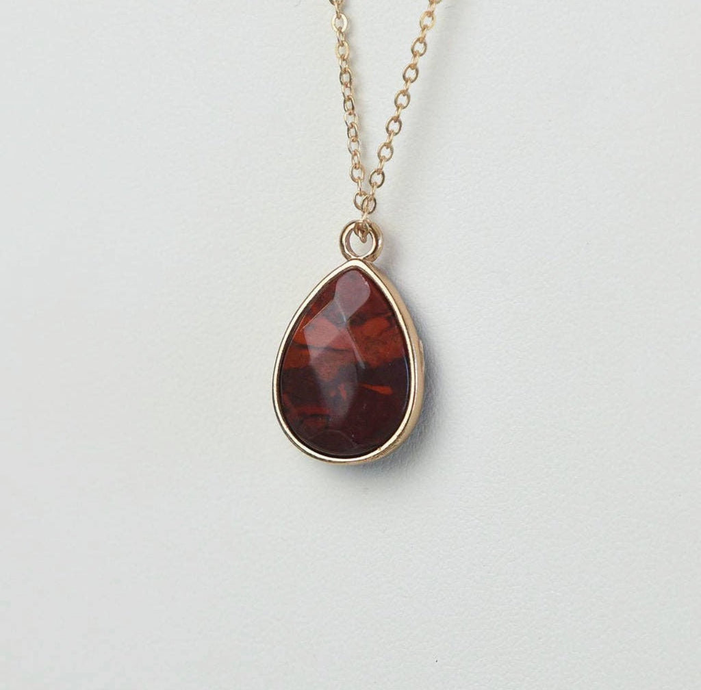 Natural Stone Tear Drop Necklace - 260 Broadway Boutique